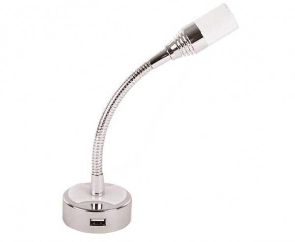 LED leeslamp 12V/1W Flexarm met schakelaar USB