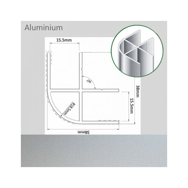 Aluminium meubel hoekprofiel 15 mm